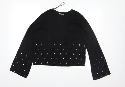 H&M Womens Black  Knit Pullover Jumper Size S
