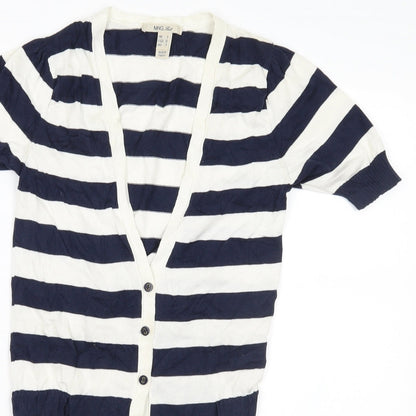 MNG Womens Blue Striped Knit Cardigan Jumper Size S