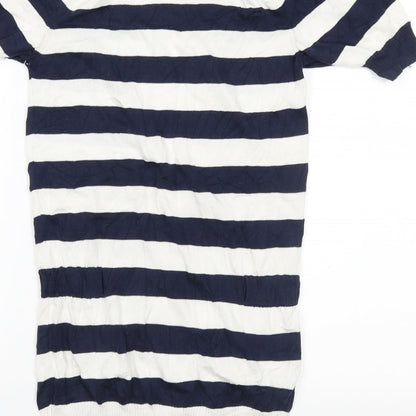 MNG Womens Blue Striped Knit Cardigan Jumper Size S