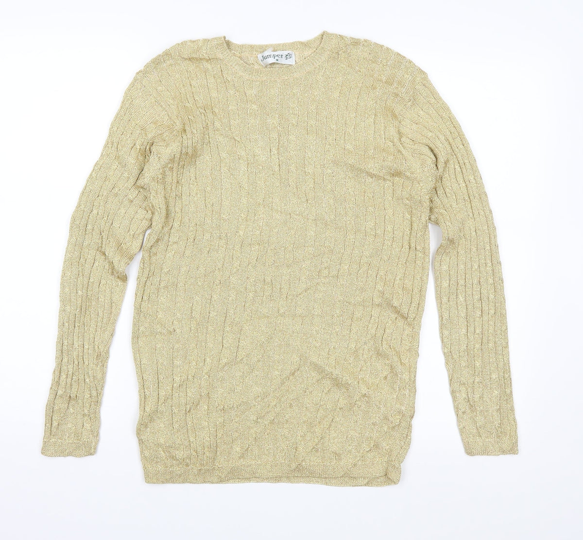 Jumper Womens Gold  Knit Pullover Jumper Size M