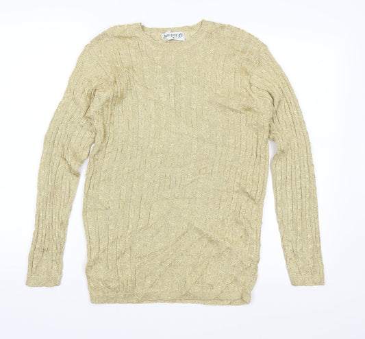 Jumper Womens Gold  Knit Pullover Jumper Size M