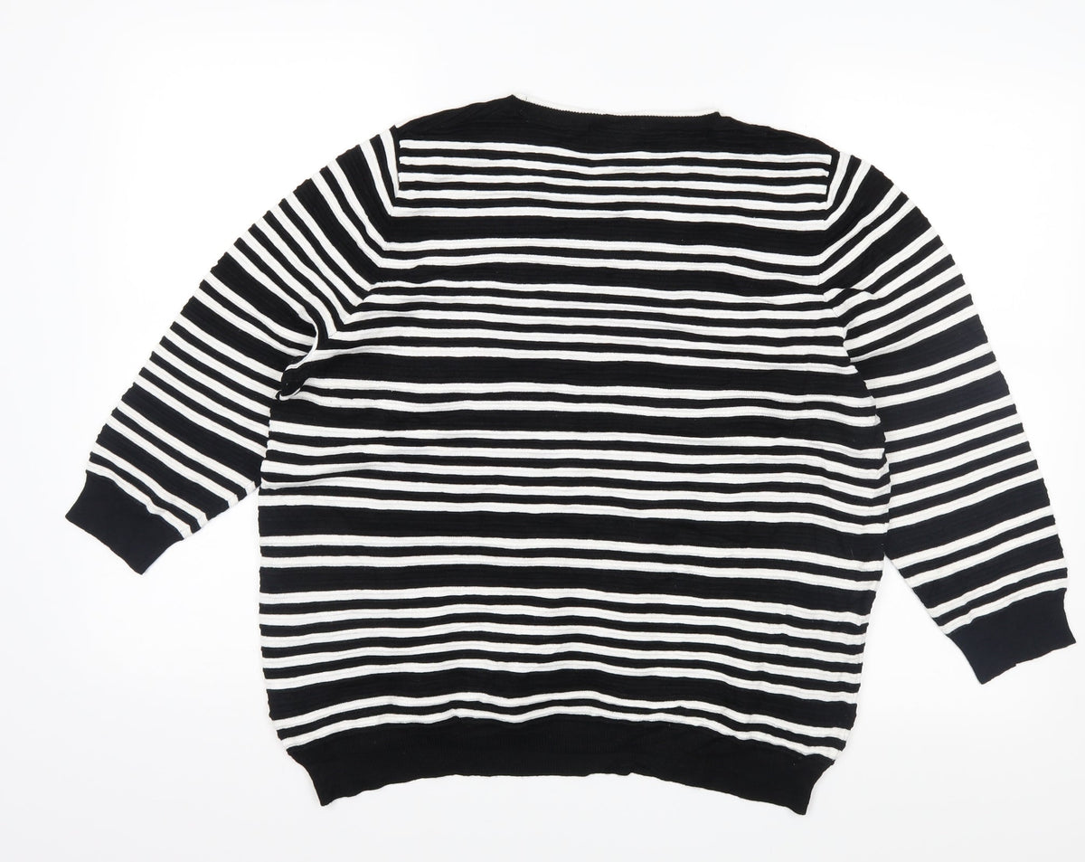 F&F Womens Black Striped Knit Pullover Jumper Size 18