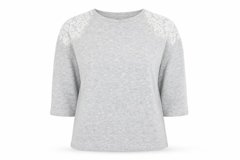 TU Womens Grey   Pullover Jumper Size 14  - lace and beads on shoulders