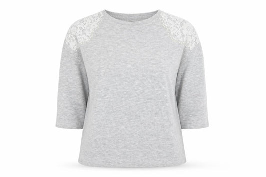Sainsburys Womens Grey   Pullover Jumper Size 14  - lace and beads on shoulders