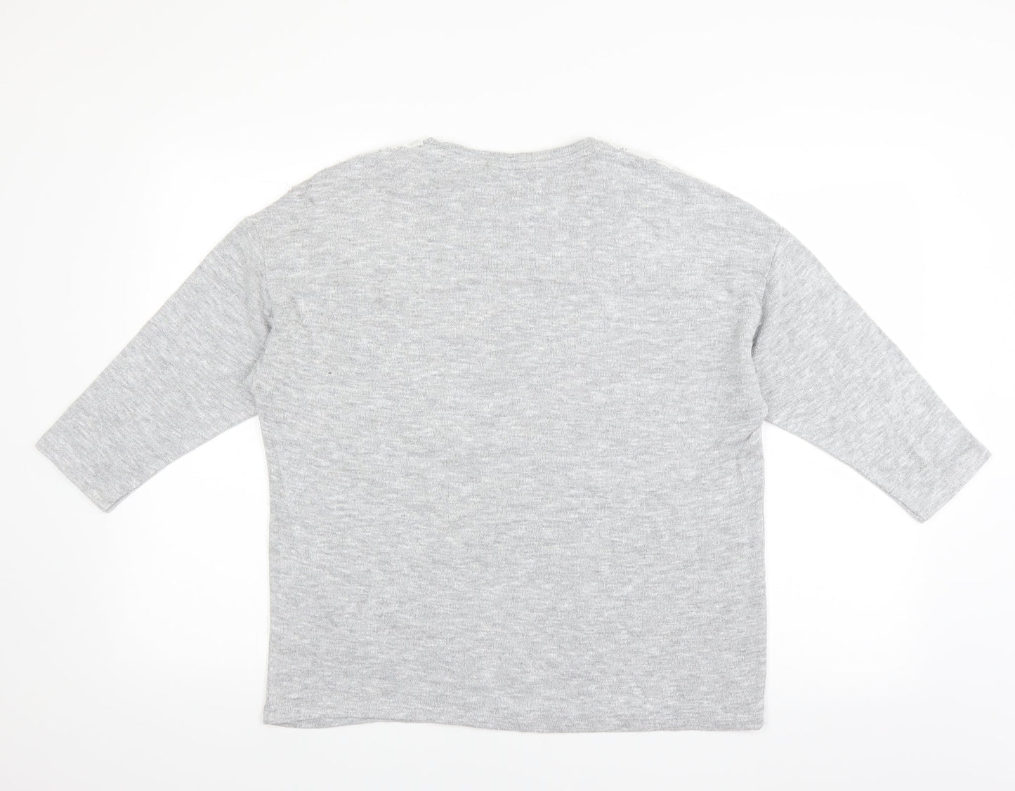 Sainsburys Womens Grey   Pullover Jumper Size 14  - lace and beads on shoulders