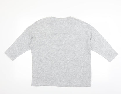 Sainsburys Womens Grey   Pullover Jumper Size 14  - lace and beads on shoulders