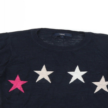NEXT Womens Blue   Pullover Jumper Size 8  - star fine knit