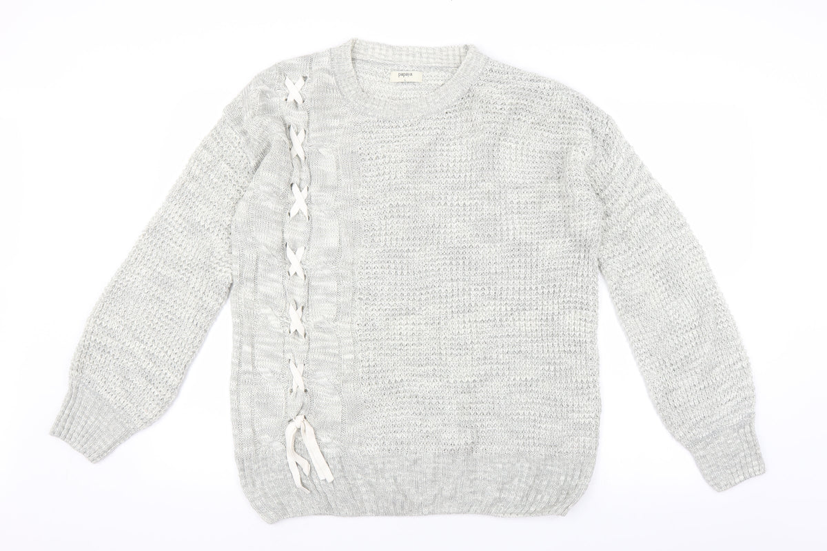 Matalan Womens Grey   Pullover Jumper Size L  - ribbon detail
