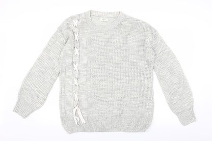 Matalan Womens Grey   Pullover Jumper Size L  - ribbon detail