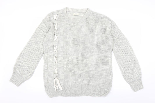 Matalan Womens Grey   Pullover Jumper Size L  - ribbon detail