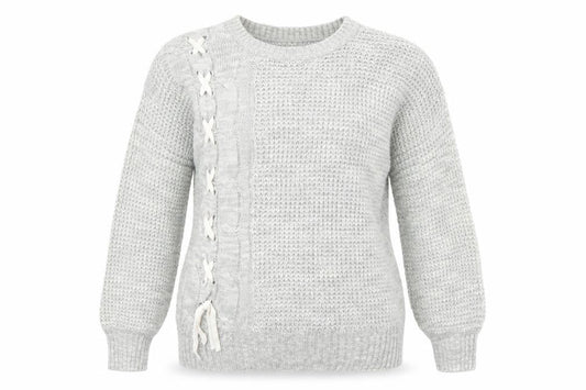 Matalan Womens Grey   Pullover Jumper Size L  - ribbon detail
