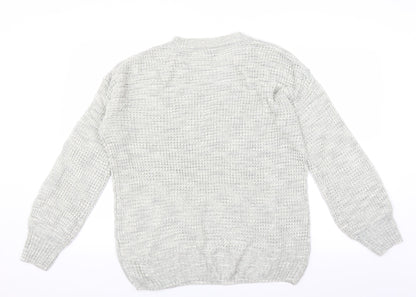 Matalan Womens Grey   Pullover Jumper Size L  - ribbon detail