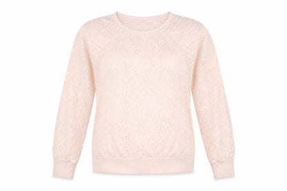 New Look Womens Pink Floral  Pullover Sweatshirt Size 14  - sheer lace