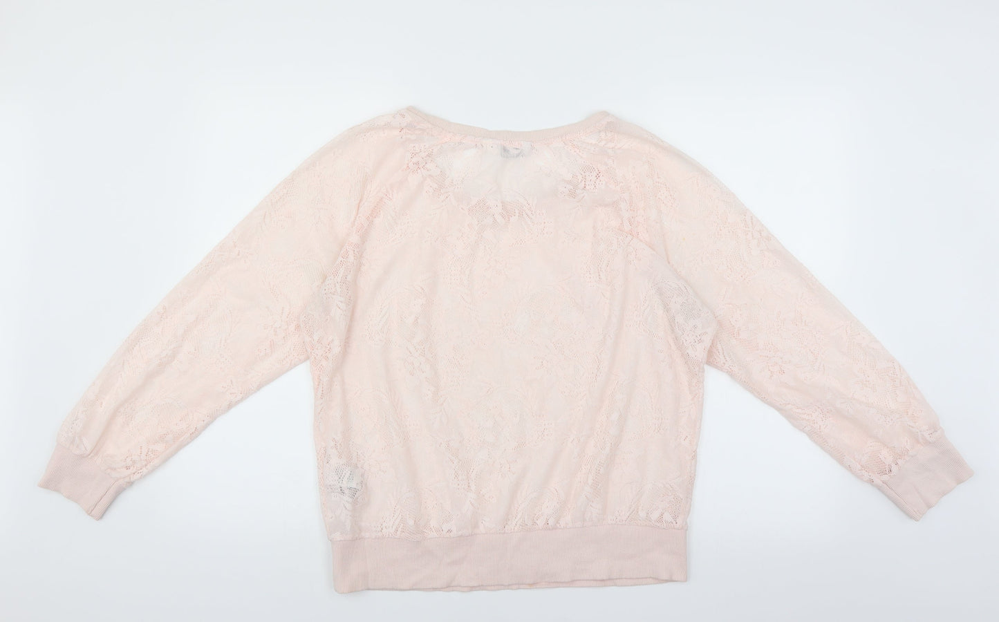 New Look Womens Pink Floral  Pullover Sweatshirt Size 14  - sheer lace