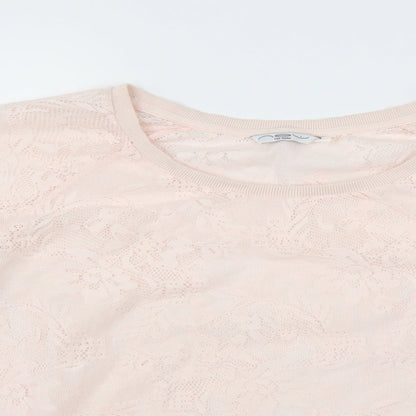 New Look Womens Pink Floral  Pullover Sweatshirt Size 14  - sheer lace