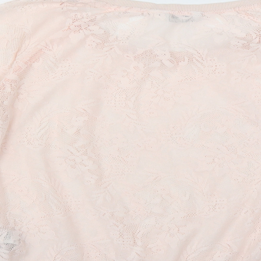 New Look Womens Pink Floral  Pullover Sweatshirt Size 14  - sheer lace