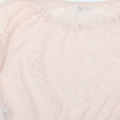 New Look Womens Pink Floral  Pullover Sweatshirt Size 14  - sheer lace
