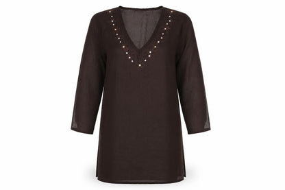 long beach Womens Brown   Shift  Size M  - sheer beach cover up