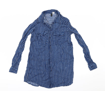 Divided by H&M Womens Black Striped  Basic Button-Up Size 10