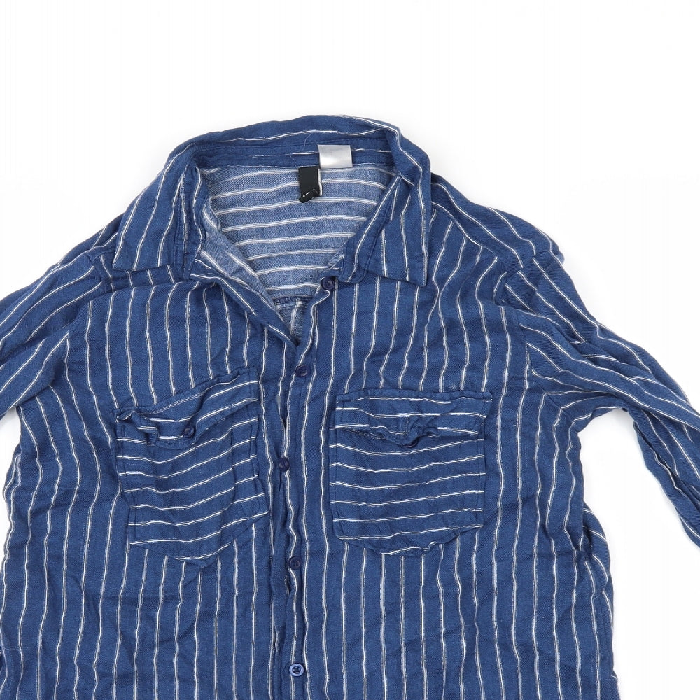 Divided by H&M Womens Black Striped  Basic Button-Up Size 10