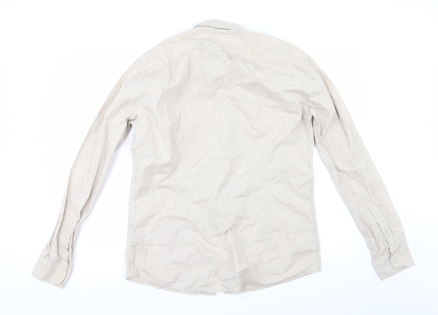 Mens UK Size M celio* Beige  Button-Up Long Sleeve Casual Shirt