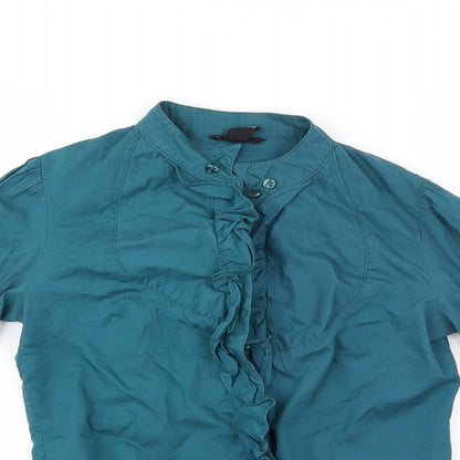 Womens UK Size M MNG Green Basic Button-Up