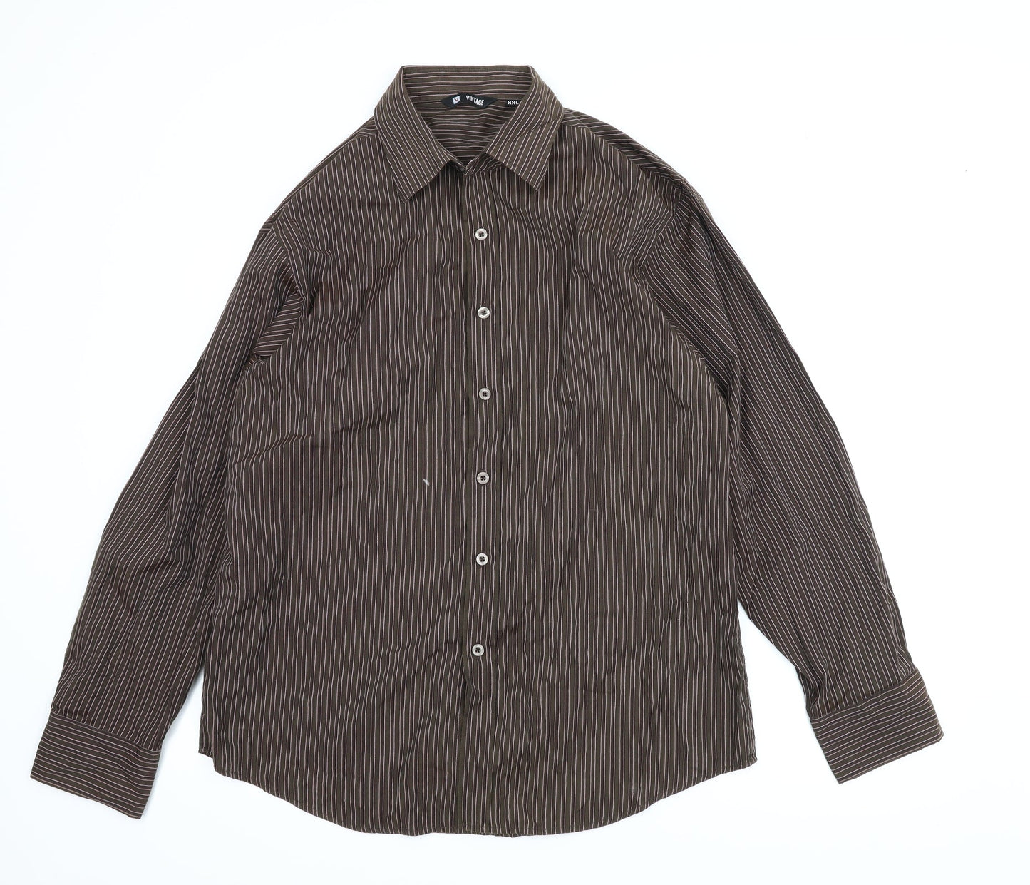 Vintage Mens Brown Striped   T-Shirt Size 2XL