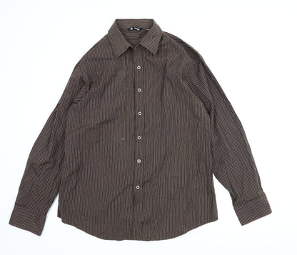 Vintage Mens Brown Striped   T-Shirt Size 2XL