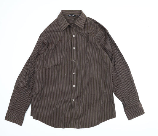 Vintage Mens Brown Striped   T-Shirt Size 2XL