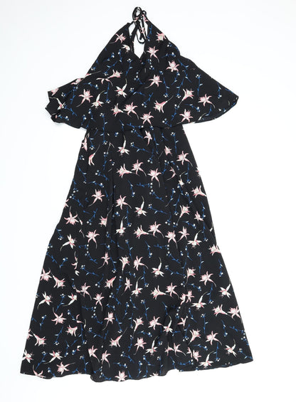 Yu & Me Womens Black Floral  A-Line  Size M  - Alterneck