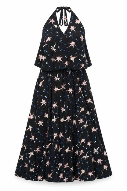 Yu & Me Womens Black Floral  A-Line  Size M  - Alterneck