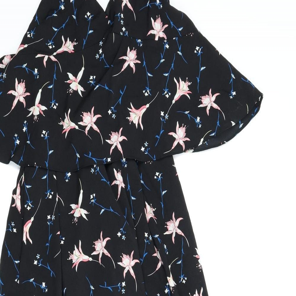 Yu & Me Womens Black Floral  A-Line  Size M  - Alterneck