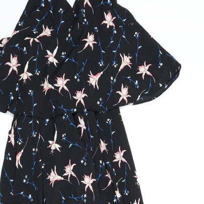 Yu & Me Womens Black Floral  A-Line  Size M  - Alterneck