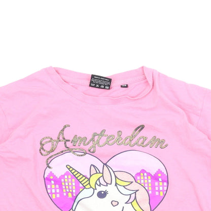 Fox Originals Girls Pink   Basic T-Shirt Size 8-9 Years  - Unicorn
