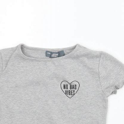 Denim Co Girls Grey   Basic T-Shirt Size 9-10 Years