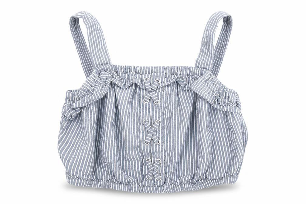 Next Girls Blue Striped  Cropped Tank Size 7 Years