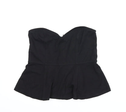 Womens UK Size M H&M Black Cropped Blouse