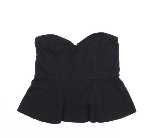 Womens UK Size M H&M Black Cropped Blouse