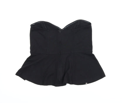 Womens UK Size M H&M Black Cropped Blouse