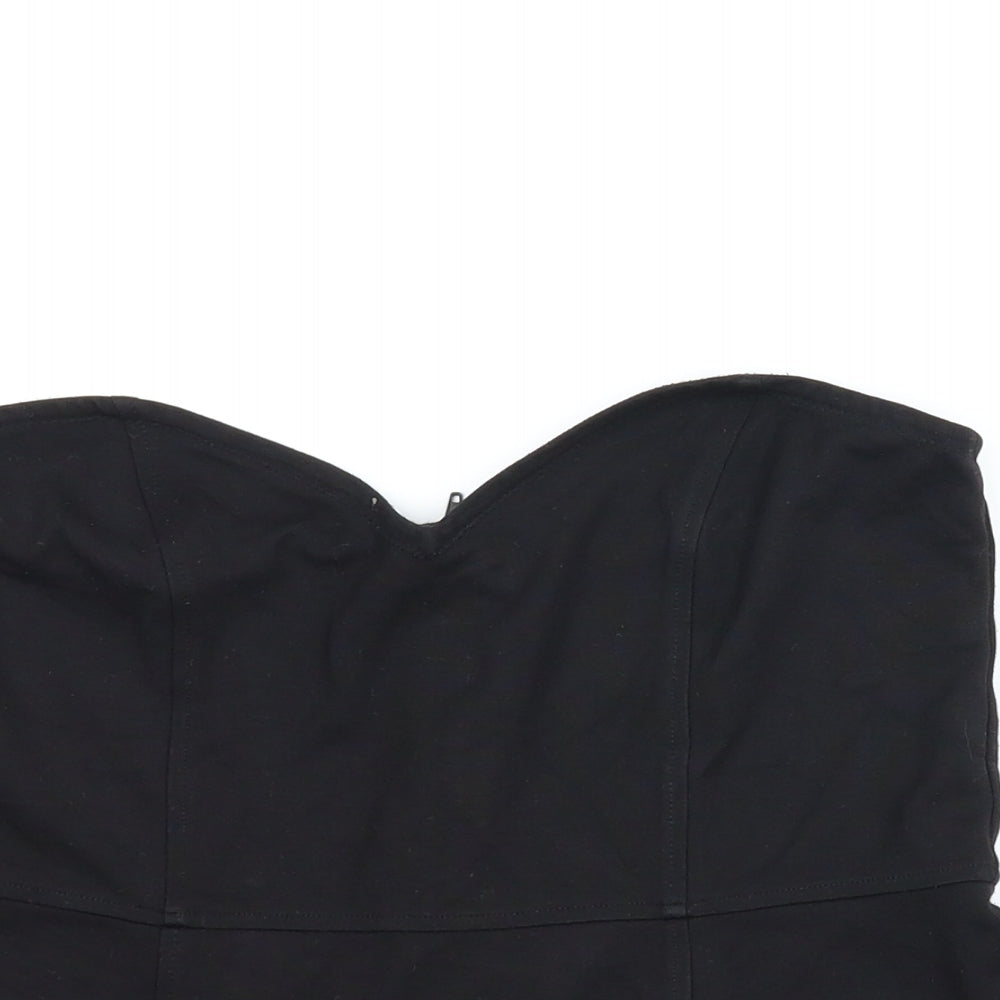 Womens UK Size M H&M Black Cropped Blouse
