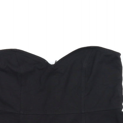 Womens UK Size M H&M Black Cropped Blouse