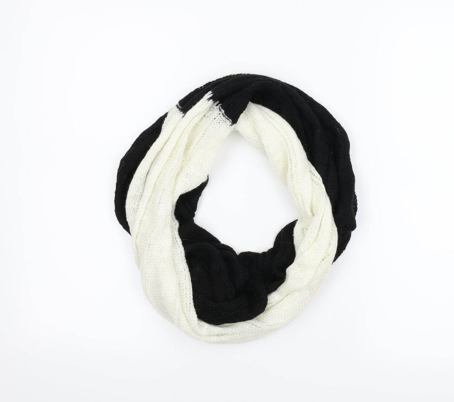 Preworn Womens Black    Shawl/Wrap   - Open knit, black and white
