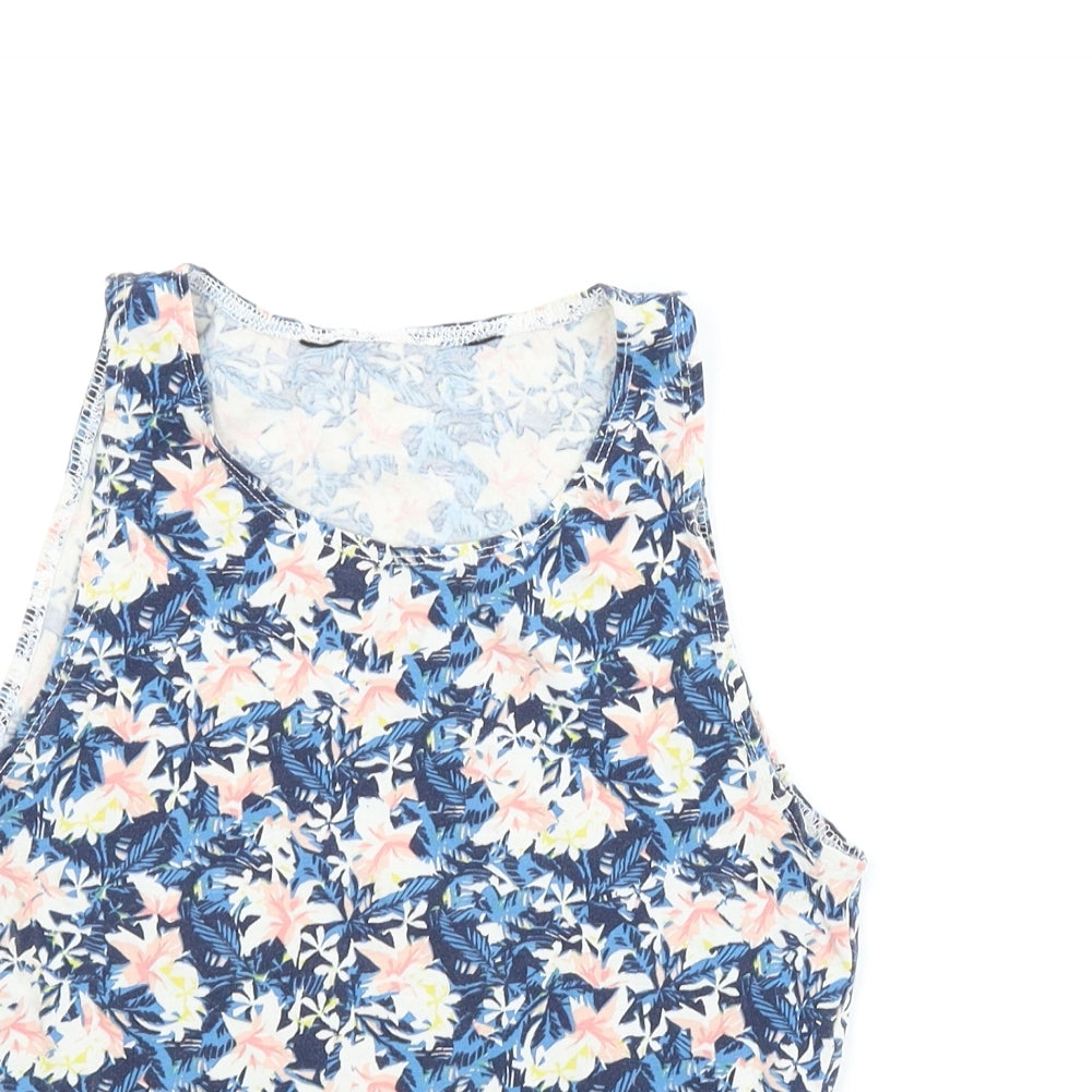 New Look Girls Blue Floral  Basic Tank Size 10-11 Years