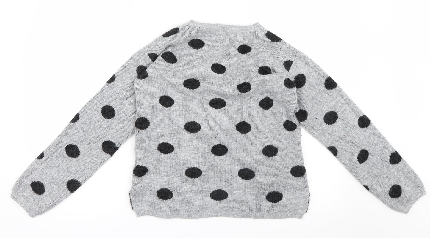 H&M Girls Grey Polka Dot Knit Pullover Jumper Size 13-14 Years