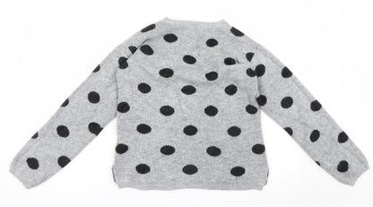 H&M Girls Grey Polka Dot Knit Pullover Jumper Size 13-14 Years