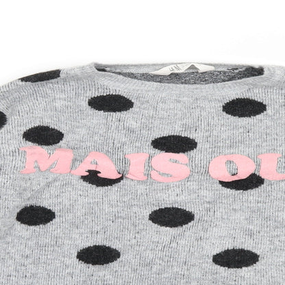 H&M Girls Grey Polka Dot Knit Pullover Jumper Size 13-14 Years