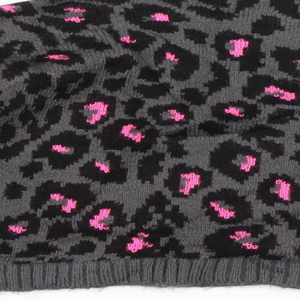 New Look Girls Grey Animal Print Knit Pullover Jumper Size 12-13 Years