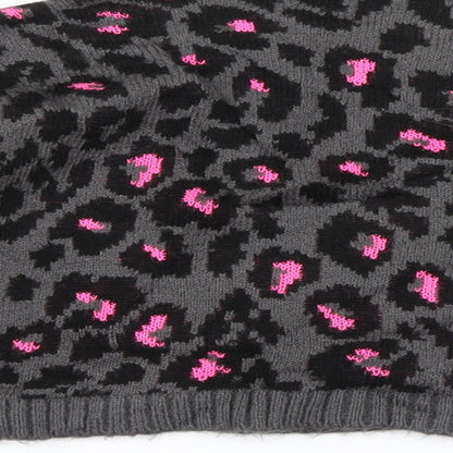 New Look Girls Grey Animal Print Knit Pullover Jumper Size 12-13 Years