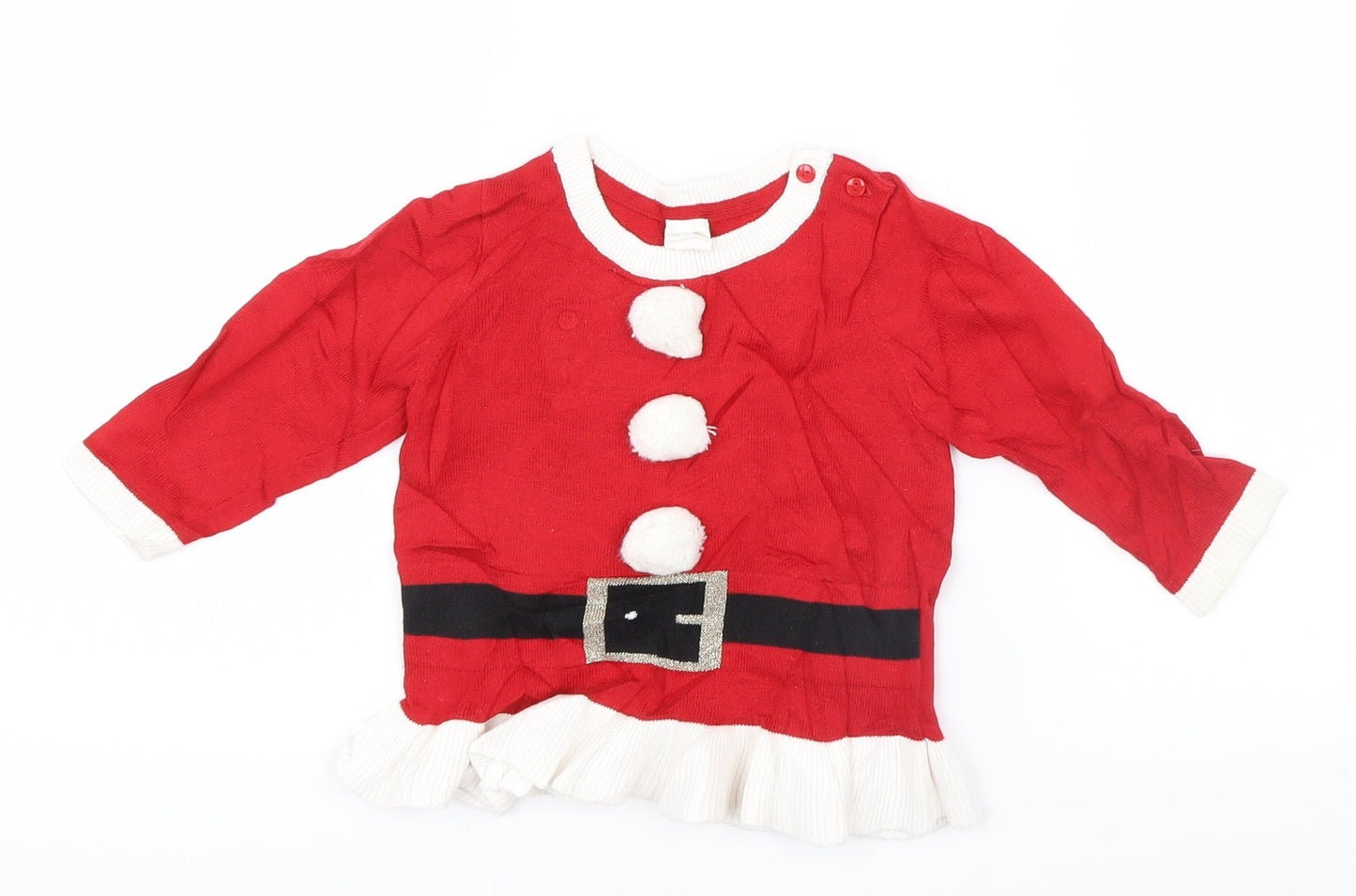 H&M Girls Red Geometric  Shirt Dress  Size 6-9 Months  - Christmas