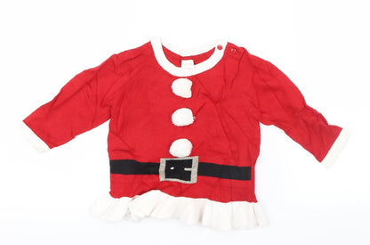 H&M Girls Red Geometric  Shirt Dress  Size 6-9 Months  - Christmas